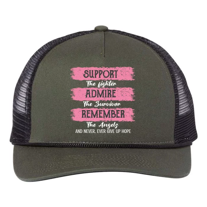 Breast Cancer Support Admire Honor Breast Cancer Awareness Retro Rope Trucker Hat Cap