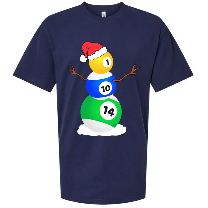 Billiards Christmas Snow Cool Gift Pool Player Christmas Pjs Gift Sueded Cloud Jersey T-Shirt