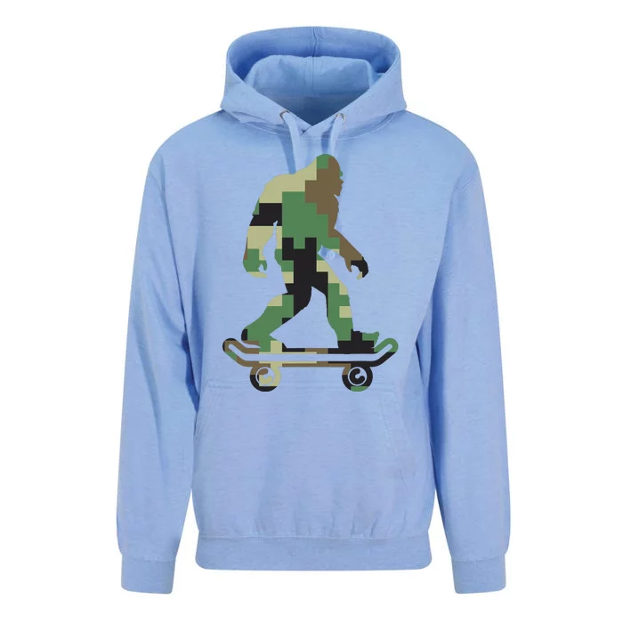 Bigfoot Camouflage Skateboarders Sasquatch Skateboarding Unisex Surf Hoodie