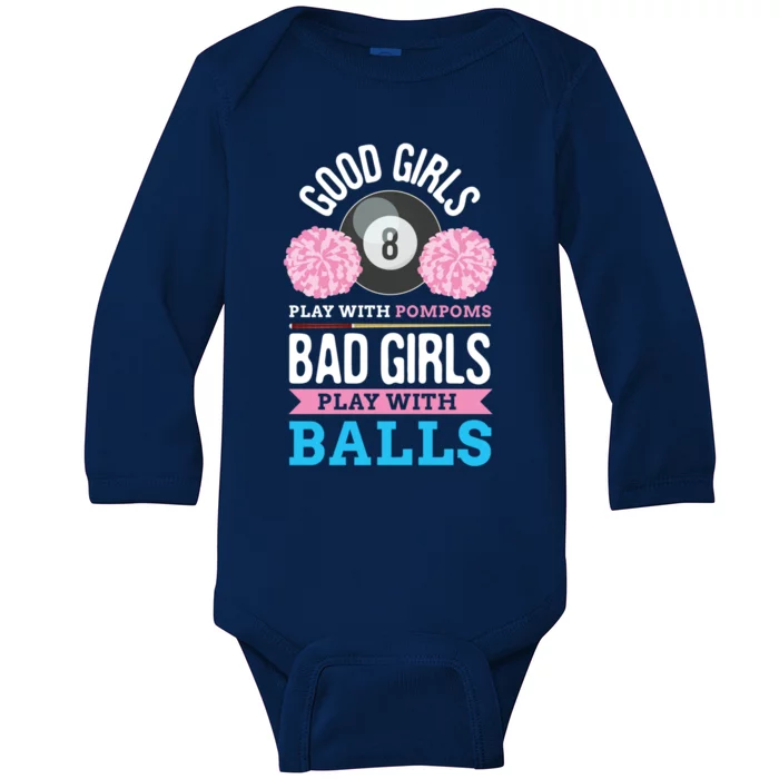 Billiards Cue Sport Game Pool Balls Billiard Player Gift Cute Gift Baby Long Sleeve Bodysuit