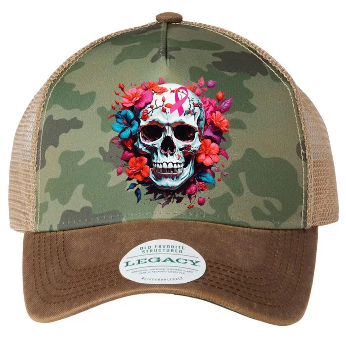 Breast Cancer Skull For Women Sugar Skull Pink Ribbon Legacy Tie Dye Trucker Hat