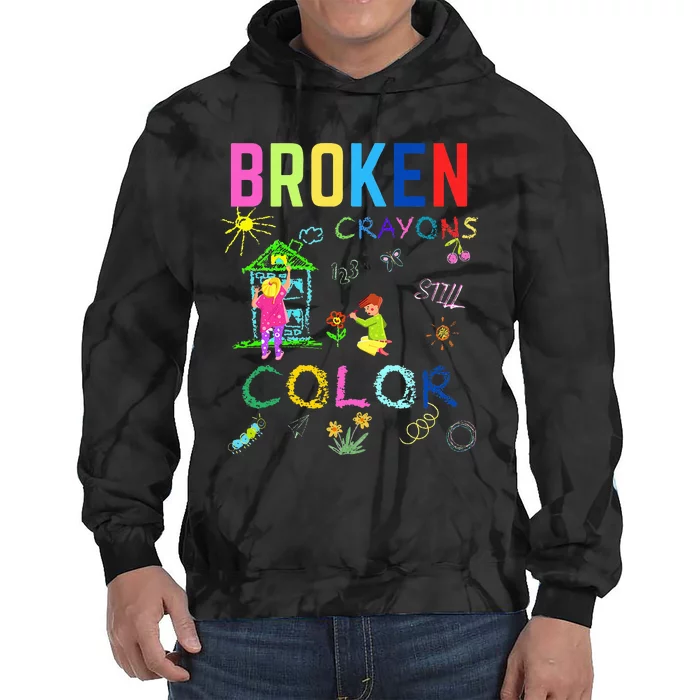 broke c.rayons still color Mental Health Awareness Tie Dye Hoodie