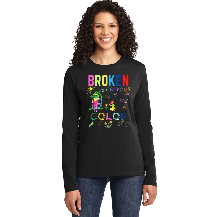 broke c.rayons still color Mental Health Awareness Ladies Long Sleeve Shirt