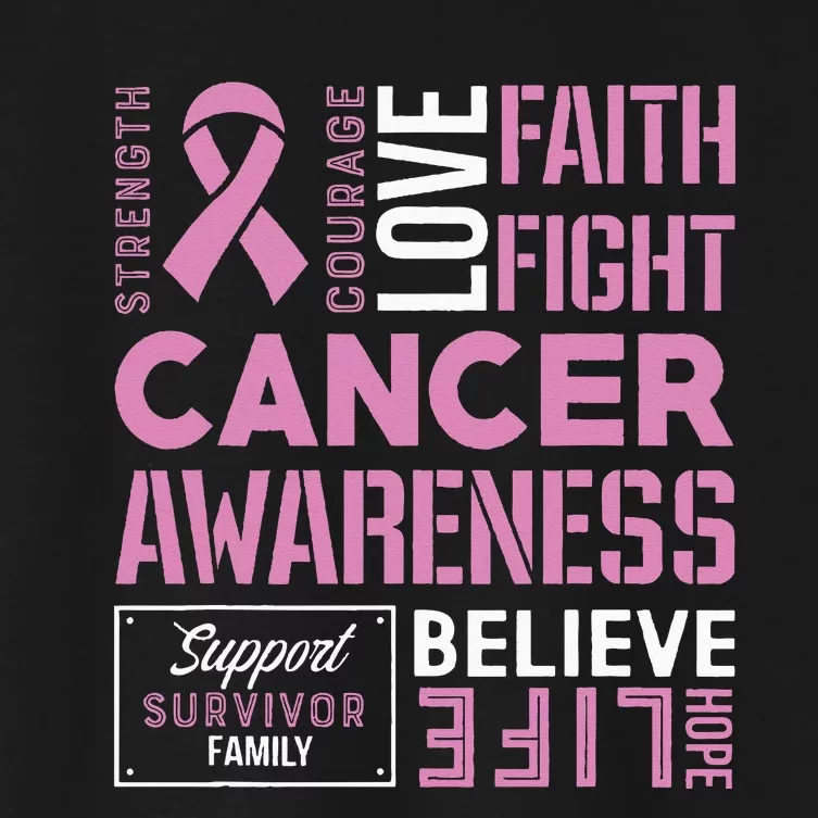 Breast Cancer Strength Courage and Faith Women's Crop Top Tee