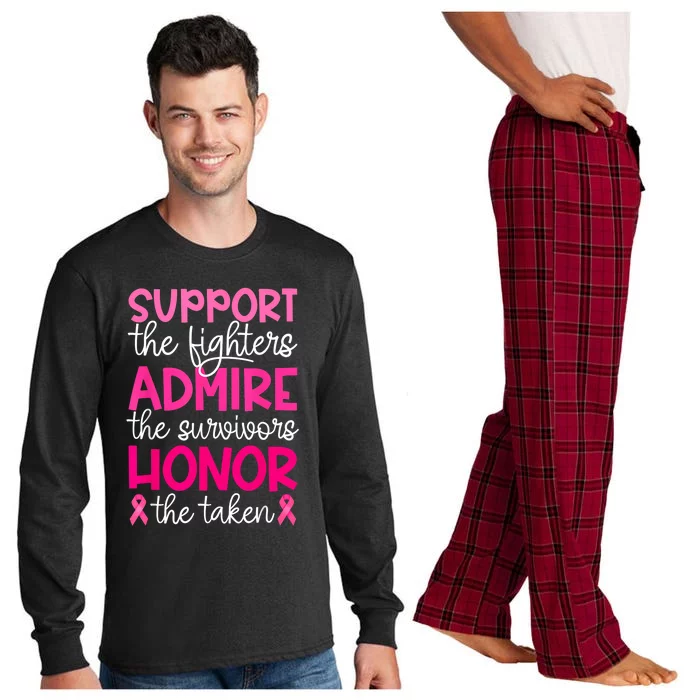 Breast Cancer Support Admire Honor Breast Cancer Awareness Long Sleeve Pajama Set