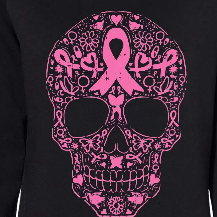 Breast Cancer Sugar Skull Pink Ribbon Calavera Womens California Wash Sweatshirt