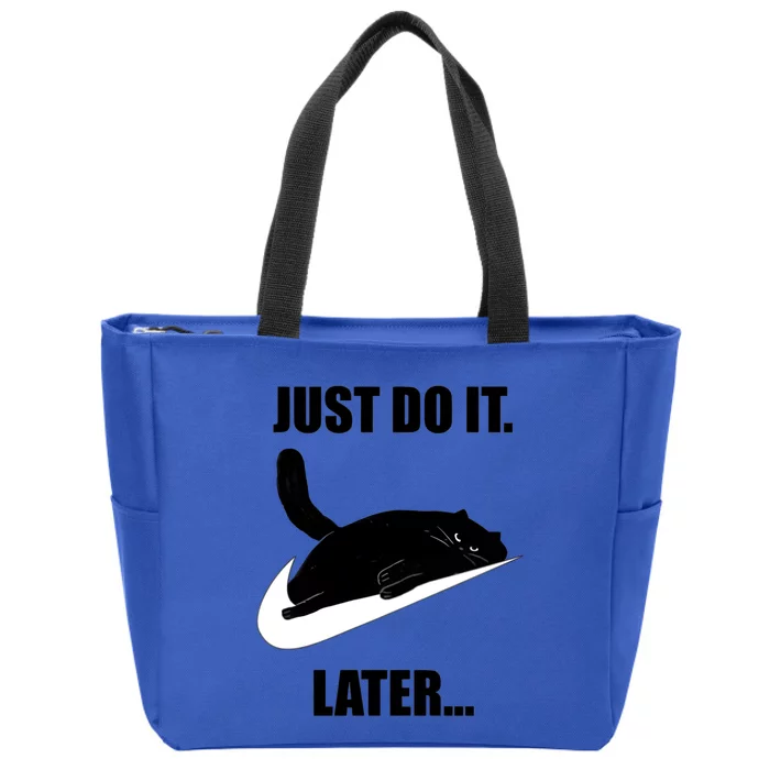 Black Cat Sleep Just Do It Later Kitty Kitten Animal Lover Zip Tote Bag