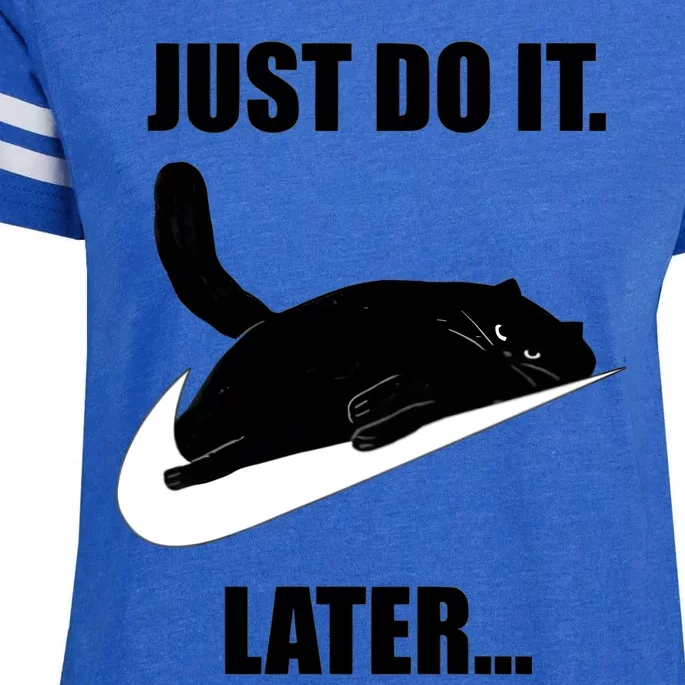 Black Cat Sleep Just Do It Later Kitty Kitten Animal Lover Enza Ladies Jersey Football T-Shirt