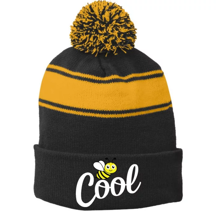 Bee Cool Summer Stripe Pom Pom Beanie