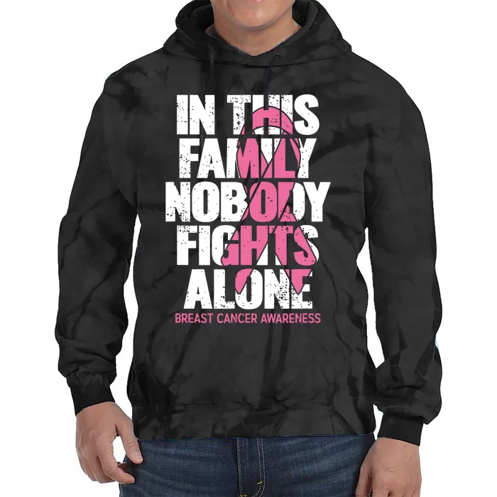 Breast Cancer Support Vintage Family Breast Cancer Awareness Tie Dye Hoodie