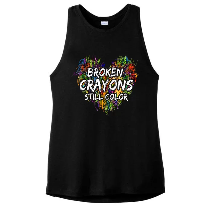 Broken Crayons Still Color Mental Health Awareness Supporter Ladies Tri-Blend Wicking Tank