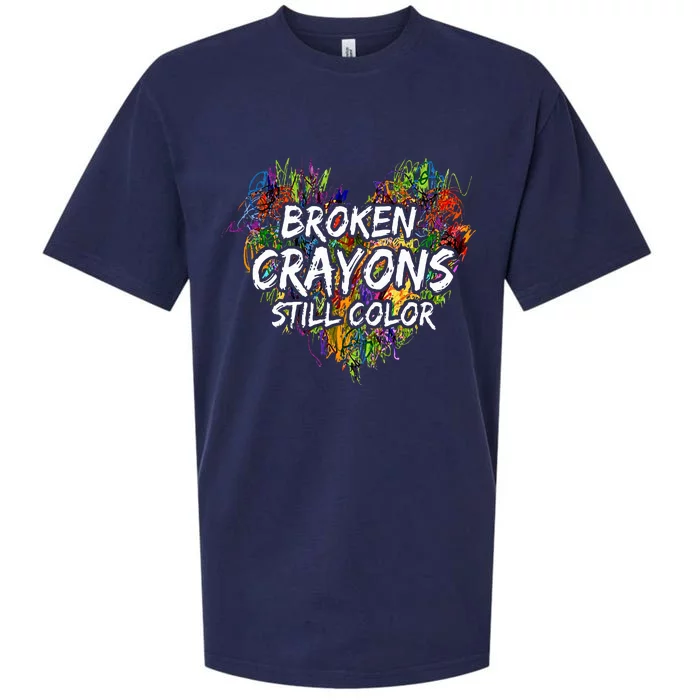 Broken Crayons Still Color Mental Health Awareness Supporter Sueded Cloud Jersey T-Shirt