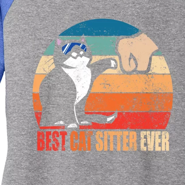 Best Cat Sitter Ever Funny Fist Bump Gift Women's Tri-Blend 3/4-Sleeve Raglan Shirt