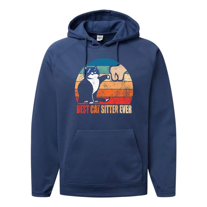 Best Cat Sitter Ever Funny Fist Bump Gift Performance Fleece Hoodie