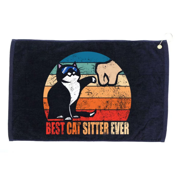 Best Cat Sitter Ever Funny Fist Bump Gift Grommeted Golf Towel