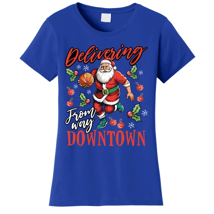 Basketball Christmas Santa Claus Xmas Day Hoop Sport Gift Women's T-Shirt