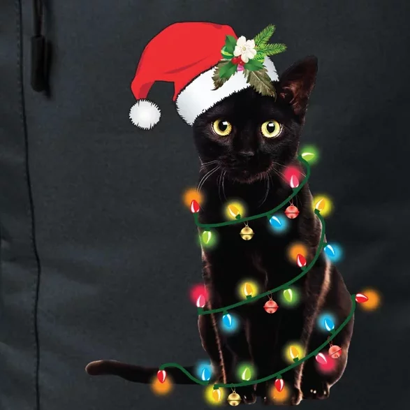 Black Cat Santa Tangled Up In Christmas Lights Cute Gift Daily Commute Backpack