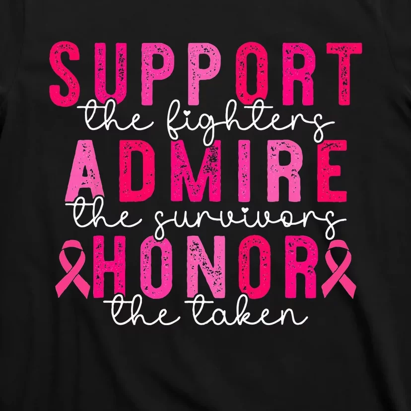 Breast Cancer Support Admire Honor Breast Cancer Awareness T-Shirt