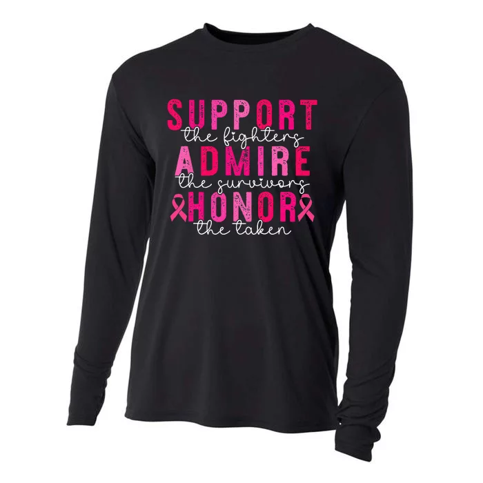 Breast Cancer Support Admire Honor Breast Cancer Awareness Cooling Performance Long Sleeve Crew