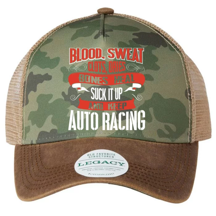 Blood Clots Sweat Dries Shut Up And Keep Auto Racing Gift Legacy Tie Dye Trucker Hat