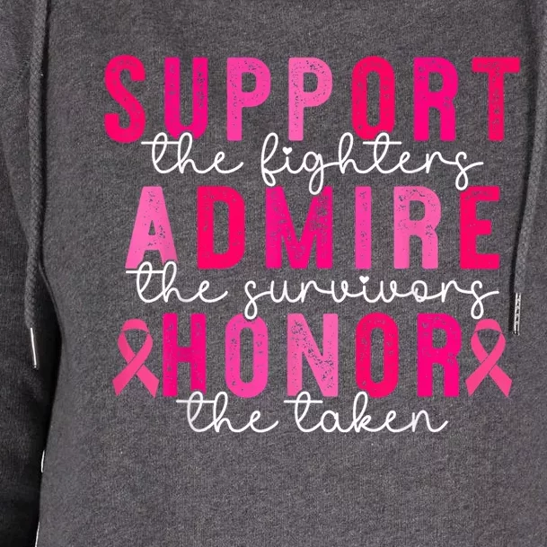 Breast Cancer Support Admire Honor Breast Cancer Awareness Womens Funnel Neck Pullover Hood