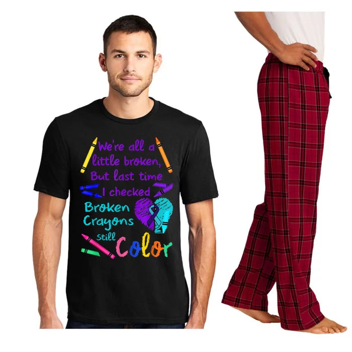 Broken Crayons Still Color Tee Suicide Prevention Awareness Pajama Set