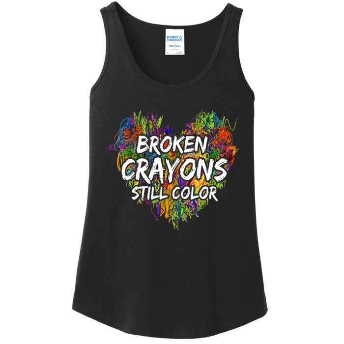 Broken Crayons Still Color Mental Health Awareness Supporter Ladies Essential Tank