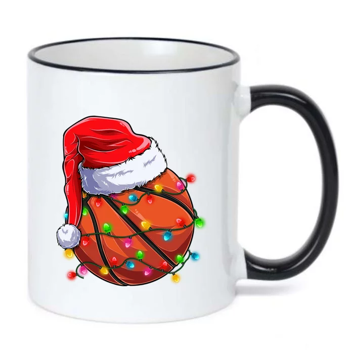 Basketball Christmas Santa Hat Funny Basketball Xmas Gift Black Color Changing Mug