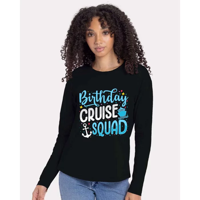 Birthday Cruise Squad Cruising Vacation Funny Crew Womens Cotton Relaxed Long Sleeve T-Shirt