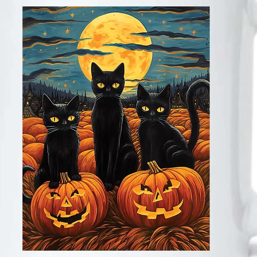 Black Cat Starry Night Van Gogh Funny Halloween Black Color Changing Mug