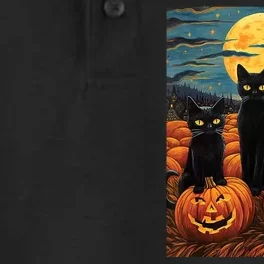 Black Cat Starry Night Van Gogh Funny Halloween Dry Zone Grid Performance Polo