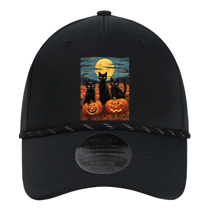 Black Cat Starry Night Van Gogh Funny Halloween Performance The Dyno Cap