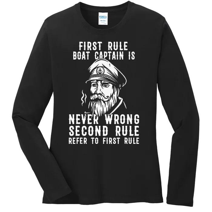 Boat Captain Sailor Seaman Seafarer Maritime Anchor Ladies Long Sleeve Shirt