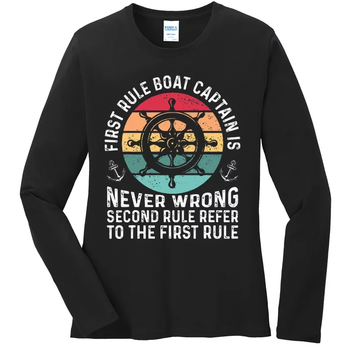 Boat Captain Sailor Seaman Seafarer Maritime Anchor Ladies Long Sleeve Shirt