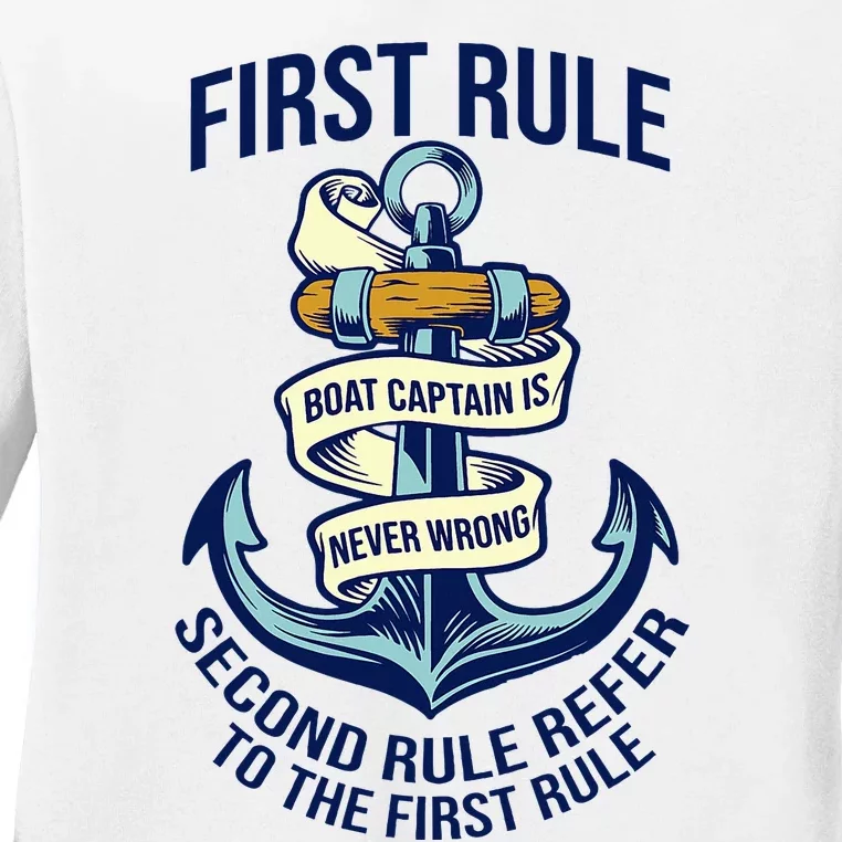 Boat Captain Sailor Seaman Seafarer Maritime Anchor Ladies Long Sleeve Shirt