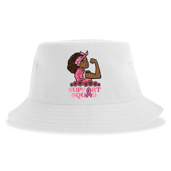 Breast Cancer Strong Black Woman Support Squad Women Girl Sustainable Bucket Hat