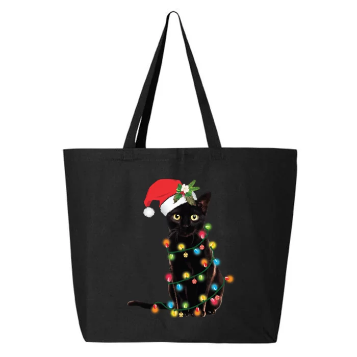 Black Cat Santa Tangled Up In Christmas Lights 25L Jumbo Tote