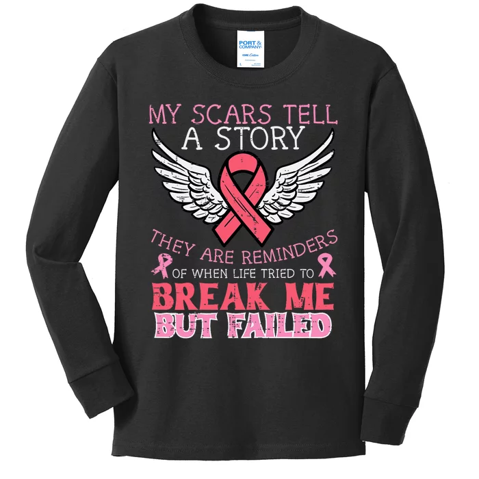 Breast Cancer Survivor My Scar Tell Story Awareness Women Kids Long Sleeve Shirt