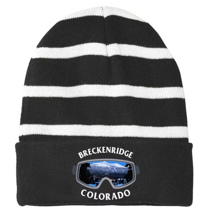 Breckenridge Colorado Ski Snowboard Striped Beanie with Solid Band