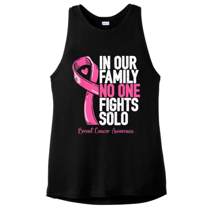 Breast Cancer Support Pink Family Breast Cancer Awareness Ladies Tri-Blend Wicking Tank