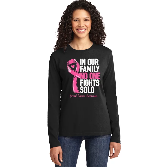 Breast Cancer Support Pink Family Breast Cancer Awareness Ladies Long Sleeve Shirt