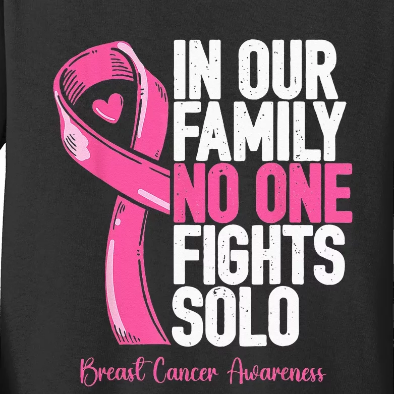 Breast Cancer Support Pink Family Breast Cancer Awareness Kids Long Sleeve Shirt