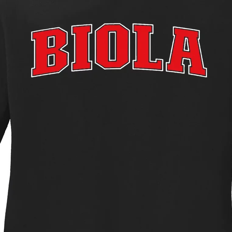 Biola California Souvenir Trip College Style Red Ladies Long Sleeve Shirt