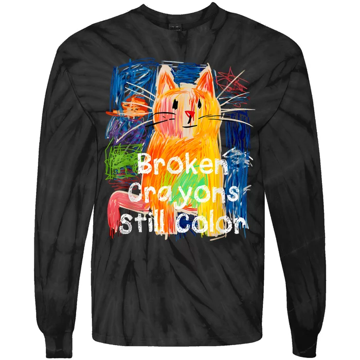 Broken Crayons Still Color Cat Teacher Tie-Dye Long Sleeve Shirt