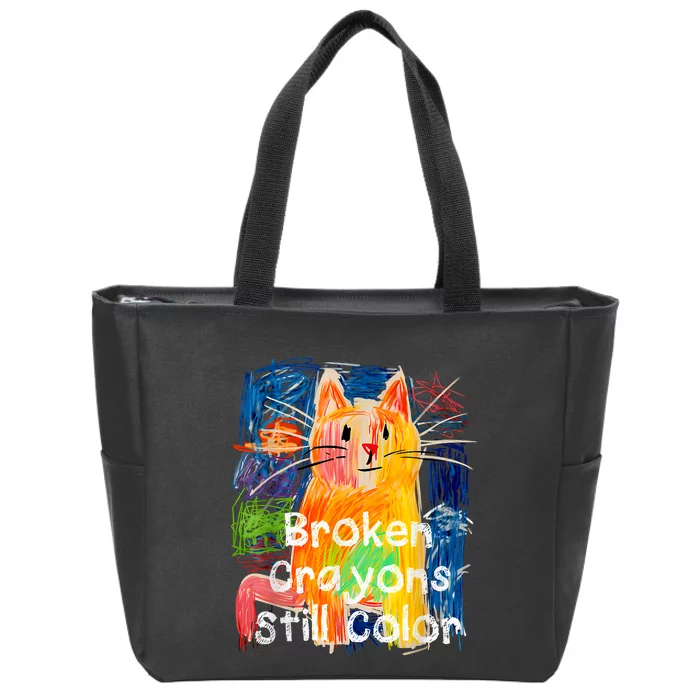 Broken Crayons Still Color Cat Teacher Zip Tote Bag