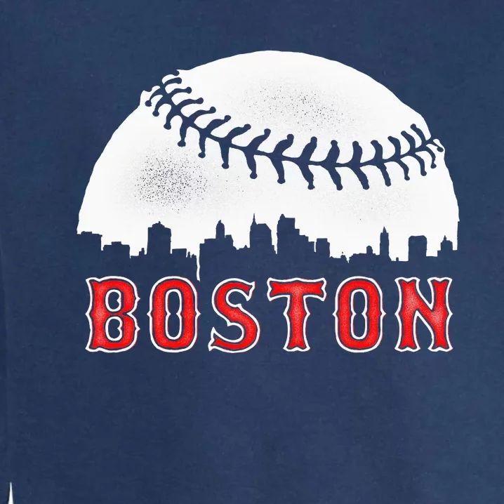 boston city skyline baseball Garment-Dyed Sweatshirt