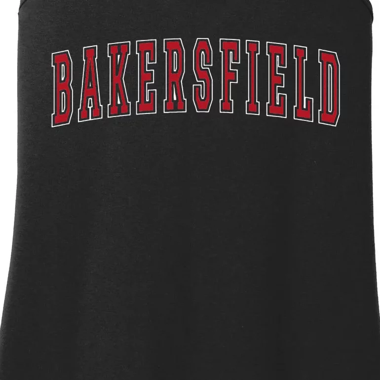 Bakersfield California Souvenir Vacation College Style Red Ladies Essential Tank