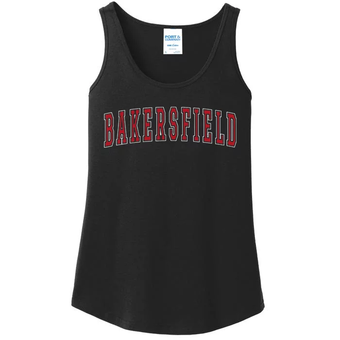 Bakersfield California Souvenir Vacation College Style Red Ladies Essential Tank