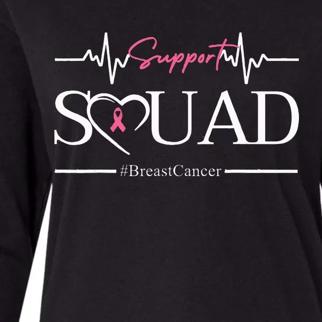 Breast Cancer Squad With Heart And P.I.N.K. .R.Ibbon Womens Cotton Relaxed Long Sleeve T-Shirt