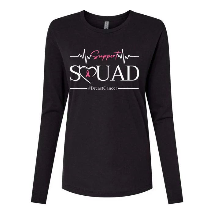 Breast Cancer Squad With Heart And P.I.N.K. .R.Ibbon Womens Cotton Relaxed Long Sleeve T-Shirt